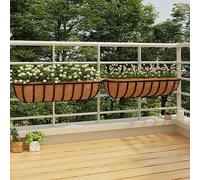 Kaloriko Jardinières murales en Coco Noir 2 pcs 91 x 20 x 23 cm, Acier revêtement Poudre, Drainage, rétention d’Eau, Balcon terrasse Jardin intérieur extérieur