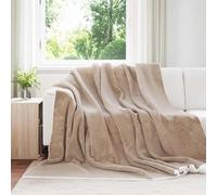 Kaloriko Jeté Camel en Toison 220 x 240 cm, Couverture Plaid, Polaire Douce et Moelleuse, Couvre lit léger 480 g, décor Salon Chambre, Confort cocooning Automne Printemps
