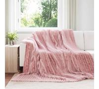 Kaloriko Jeté Rose en Toison 270 x 240 cm, Couverture Plaid pour lit et canapé, Polaire Douce légère 260 g/m², décor Chambre Salon, Confort cocooning pour Hiver, Printemps et Sieste