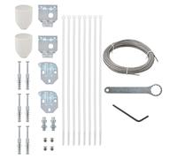 Kaloriko Kit d'accessoires de brise-vue pour balcon - 29 pièces - Câble en acier de 2,5 m - Avec ensembles d'angle - Serre-câbles - Fixation de montage pour balcon, terrasse, extérieur - Protection
