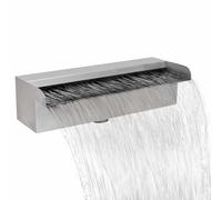 Kaloriko Lame d'eau rectangulaire 30 cm en Acier Inoxydable SS304 pour Piscine et Bassin, Jet d'eau Mural avec raccord 32 mm, décoration Jardin terrasse, Flux Constant apaisant Zen