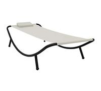 Kaloriko Lit de jardin crème 200 x 90 cm en acier avec tissu Oxford résistant aux intempéries, coussin rembourré épais, réglable, robuste et durable pour terrasse, balcon et détente en plein air