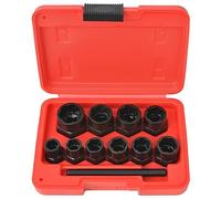 Kaloriko Lot de 11 extracteurs de vis en acier avec 10 écrous de 9 à 19 mm et mandrin de démoulage, mallette stable, outil universel pour réparation, entretien, montage dans l'atelier, la maison, la
