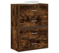 Kaloriko Lot de 2 armoires avec 2 tiroirs - Chêne fumé - 60 x 31 x 40 cm - Espace de rangement - Buffet pour salon, chambre à coucher, bureau - Utilisation flexible - Étagère et rangement