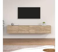 Kaloriko Lot de 2 armoires murales en chêne Sonoma - 100 x 36,5 x 35 cm - Avec 2 compartiments - Rangement pour salon, chambre à coucher, bureau, couloir - Peu encombrant et polyvalent