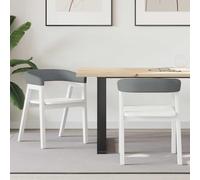 Kaloriko Lot de 2 chaises de salle à manger blanches avec coussin, en bois d'hévéa massif, 54 x 57 x 73 cm, accoudoirs, assise confortable, structure en bois massif, design moderne pour cuisine, salon