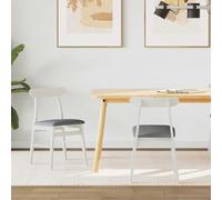 Kaloriko Lot de 2 chaises de salle à manger blanches et grises en bois d'hévéa massif avec assise et dossier rembourrés confortables pour cuisine, salon, design rétro et structure stable