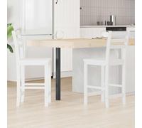 Kaloriko Lot de 2 chaises de salle à manger en bois massif blanc en hévéa - 40 x 47,5 x 99,5 cm - Rembourrées ergonomiques - Dossier confortable - Pour salle à manger, cuisine, salon