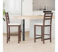 Kaloriko Lot de 2 chaises de salle à manger, marron clair, en bois d'hévéa massif, 40 x 47,5 x 99,5 cm, ergonomiques, rembourrées, pour cuisine, salon, avec dossier et assise confortables
