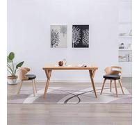 Kaloriko Lot de 2 chaises de salle à manger noires en bois de buyer et cuir synthétique rembourrées avec dossier ergonomique et assise confortable pour salon et salle à manger, cadre en bois stable