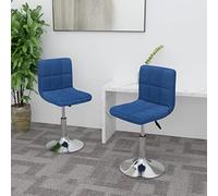 Kaloriko Lot de 2 chaises de salle à manger pivotantes avec housse en tissu bleu, hauteur réglable 40 x 43 x 71-85,5 cm, cadre en acier chromé, rembourrées pour cuisine, salon, salle à manger