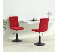 Kaloriko Lot de 2 chaises de salle à manger pivotantes en velours bordeaux avec siège rembourré, structure en acier, vérin à gaz réglable en hauteur, rotation à 360 degrés, 40 x 52 x 78-93 cm