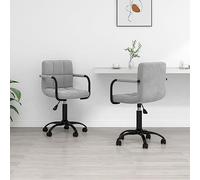 Kaloriko Lot de 2 chaises de salle à manger pivotantes rembourrées en velours gris clair avec accoudoirs et vérin à gaz Cadre en acier revêtu par pulvérisation 40 x 47 x 76-87,5 cm