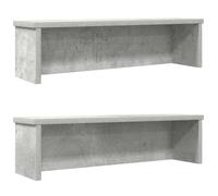 Kaloriko Lot de 2 étagères de cuisine empilables en bois gris béton 50 x 15 x 16 cm pour ranger et organiser les ustensiles de cuisine, panier à couverts et porte-ustensiles pour plan de travail ou