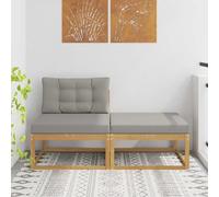 Kaloriko Lot de 2 repose-pieds d'extérieur blancs en polyester avec cadre en bois d'acacia résistant aux intempéries, design moderne à lattes, extension de salon pour balcon, terrasse, jardin d'hiver