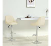 Kaloriko Lot de 2 tabourets de Bar crème en Similicuir, siège réglable en Hauteur avec Pivot 360 degrés, Base en Acier chromé, Dossier Bas, pour Cuisine Salle à Manger îlot Central Restaurant café