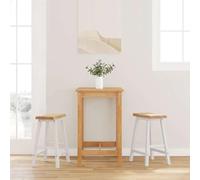 Kaloriko Lot de 2 tabourets de Bar en Bois Massif Blanc et Caoutchouc, Tabouret Chaise pour Mange Debout, bistrot, Assise Bar, comptoir, Cuisine, Salle a Manger, ilot Central