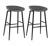 Kaloriko Lot de 2 tabourets de bar gris avec dossier et repose-pieds, structure en métal et polypropylène robuste, 48 x 46 x 85 cm, hauteur d'assise 74,5 cm, idéal comme tabouret de comptoir, tabouret