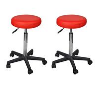 Kaloriko Lot de 2 tabourets de bureau en cuir synthétique rouge réglables en hauteur 35,5 x 84 cm avec roulettes Siège ergonomique pour bureau à domicile et chaise de travail confortable durable