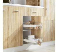 Kaloriko Lot de 2 tiroirs encastrables en métal argenté de 300 mm pour armoires de cuisine avec rails télescopiques entièrement extensibles et résistants à la rouille pour ranger les ustensiles de