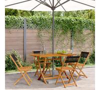 Kaloriko Lot de 4 chaises de jardin pliantes, noires, en bois d'acacia massif, avec accoudoirs et dossier, résistantes aux intempéries et peu encombrantes, pour balcon, terrasse, salon extérieur, pour