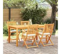 Kaloriko Lot de 4 chaises pliantes blanches en bois d'acacia massif - 49 x 57,5 x 92 cm - Pour jardin, terrasse, balcon - Avec rembourrage résistant aux intempéries et design peu encombrant pour se