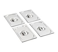 Kaloriko Lot de 4 couvercles pour récipient GN 1/4 en acier inoxydable, 265 x 162 mm, couvercle pour réservoir, buffet, chafingdish, utilisation dans la cuisine, la restauration, la restauration, le