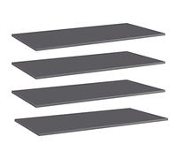Kaloriko Lot de 4 étagères à livres - Gris brillant - En bois - 100 x 50 x 1,5 cm - Pour étagère murale - Pour charges lourdes - Pour rangement et extension de l'espace de rangement