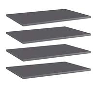 Kaloriko Lot de 4 étagères à livres - Gris brillant - En bois - 60 x 40 x 1,5 cm - Pour étagère murale - Pour charges lourdes - Extensible