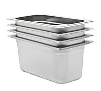 Kaloriko Lot de 4 récipients gastronorm en acier inoxydable GN 1/3 150 mm 325 x 176 x 150 mm Volume 5,7 L Empilables pour buffet, gastronomie, cantine, cuisine, restauration, comptoir de maintien au