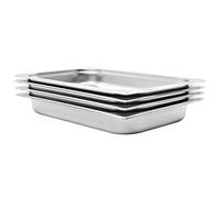 Kaloriko Lot de 4 récipients gastronorm GN 1/1 en acier inoxydable - 530 x 325 x 65 mm - Pour chafingdish, buffet, restauration, cuisine