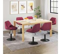 Kaloriko Lot de 6 chaises de salle à manger pivotantes en velours bordeaux avec siège rembourré, vérin à gaz réglable en hauteur, structure en métal revêtu par pulvérisation, rotation à 360 degrés