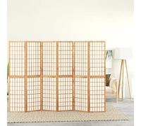 Kaloriko Lot de 6 paravents de style japonais en bois de sapin massif avec papier de riz Shoji - 240 x 170 cm - Pliable et autonome - Paravent brise-vue pour salon, chambre à coucher, bureau
