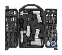 Kaloriko Lot de 70 outils à air comprimé avec boîtier en aluminium, visseuse 1/2", meuleuse 1/4", cliquet 3/8", mallette d'accessoires pour atelier, montage, réparation, voiture, bricolage
