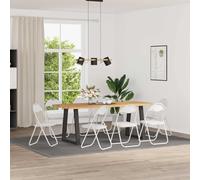 Kaloriko Lot de 8 chaises pliantes blanches en cuir synthétique 48 x 43,5 x 81 cm rembourrées avec cadre en acier, pliables, peu encombrantes, confortables pour salle à manger, cuisine, salon