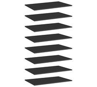 Kaloriko Lot de 8 étagères à livres en bois noir brillant - 80 x 50 x 1,5 cm - Système d'étagères pour étagère murale - Étagère debout pour charges lourdes comme espace de rangement et étagère dans le