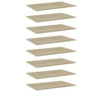 Kaloriko Lot de 8 étagères à livres en chêne Sonoma - 80 x 50 x 1,5 cm - Étagère murale pour charges lourdes - Pour le salon, le bureau, le garage