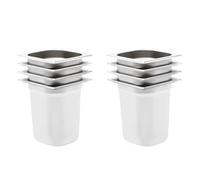 Kaloriko Lot de 8 récipients gastronorm GN 1/6 en acier inoxydable 176 x 162 x 200 mm, capacité 3,4 l, empilables, polyvalents pour comptoir de maintien au chaud, Bain-Marie, Chafingdish, buffet