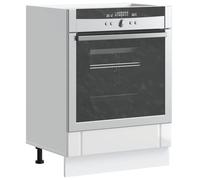 Kaloriko Lucca Armoire de cuisinière en bois blanc brillant, 60 x 46 x 81,5 cm, pieds réglables, autonome, espace de rangement avec tiroir et étagère pour cuisine et cave