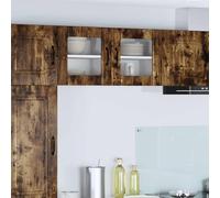 Kaloriko Lucca Armoire murale en verre chêne fumé 40 x 31 x 40 cm Armoire suspendue avec porte et étagère pour armoire de cuisine Rangement et armoire multi-usages