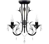 Kaloriko Lustre Suspension en métal Noir Style Art avec Perles Crystal, plafonnier 3 x E14, Lampe 30 x 35 cm, éclairage Plafond Suspendu pour Salon, Salle a Manger et Chambre