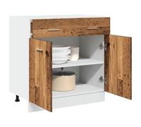 Kaloriko Lyon Armoire basse à tiroirs en bois aspect bois vieilli 80 x 46 x 81,5 cm avec tiroir, porte et étagère autonome pour espace de rangement, armoire de cuisine et garde-manger, armoire