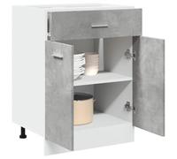 Kaloriko Lyon Armoire basse à tiroirs en bois gris béton 60 x 46 x 81,5 cm avec espace de rangement, tiroir, porte et étagère pour cuisine, buanderie, cave et rangement polyvalent