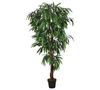 Kaloriko Manguier Artificiel 600 Feuilles, 150 cm, Faux Arbre Vert, Tronc en Bois, Pot Rond en Plastique, décoration intérieure extérieure pour Salon Bureau entrée Jardin Patio
