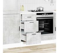 Kaloriko Meuble bas de cuisine Porto gris béton en bois avec tiroir et pieds réglables 40 x 46 x 81,5 cm Espace de rangement pour cuisine et cave Compact et facile d'entretien