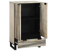 Kaloriko Meuble Buffet bahut Enfilade en Bois de manguier Massif et Bois d'ingénierie Blanc et Noir avec 3 Portes, Rangement spacieux pour Salon Salle à Manger Cuisine, Design Durable et Stable