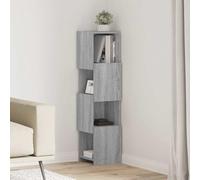 Kaloriko Meuble d'angle Gris Sonoma en Bois d'ingénierie 25,5x25x102cm avec 4 étagères, Rangement Fonctionnel pour Salon Chambre Bureau, Meuble casier Placard optimisé