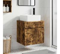 Kaloriko Meuble lavabo Mural en Bois d'ingénierie chêne fumé 49 x 41 x 63 cm avec Rangement Suspendu tiroir Porte pour Salle de Bain, Toilette, buanderie