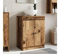 Kaloriko Meuble lavabo Salle de Bain en Bois Ancien 54 x 35 x 83 cm avec Vasque, Rangement sous évier, tiroir, Porte, étagère Noir, Commode Pratique pour buanderie Toilette