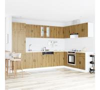 Kaloriko Meuble sous évier en Bois d'ingénierie Marron Porto 2 pcs avec Portes affleurantes Grand Rangement pour Salle de Bain Moderne Design Compact idéal Douche Toilette buanderie